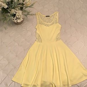 Yellow, lace dress.